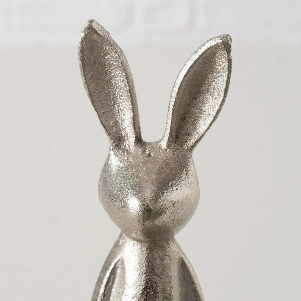 Kovový zajíček s dlouhýma nohama- velikonoční figurka- 19 cm