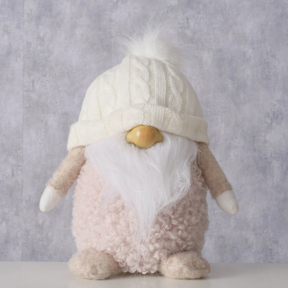 Vánoční figurka- béžový skřítek v bílé čepici- 27 cm