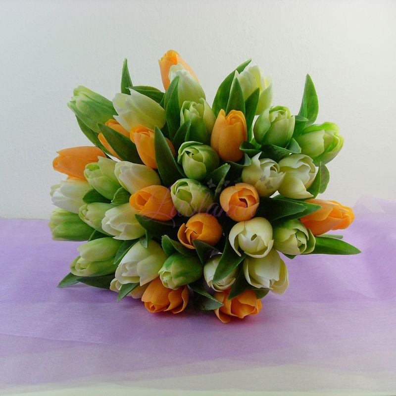 Francouzský umělý tulipán č. 10 – krémový, 40 cm