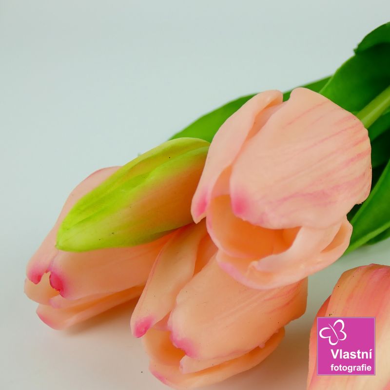 Umělé tulipány latexové růžové, svazek 5 ks