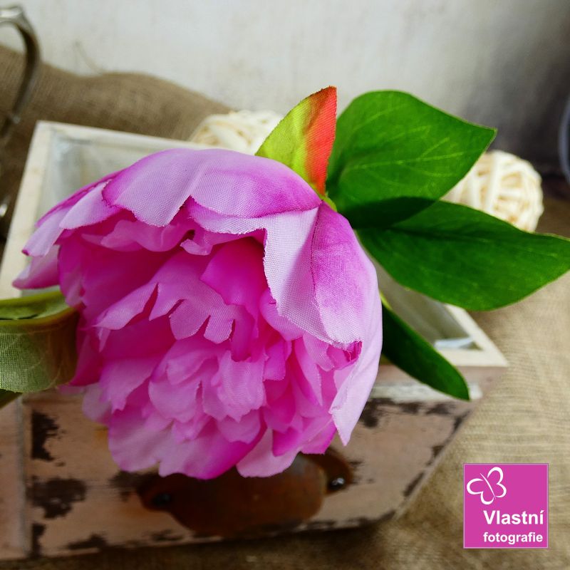 Umělá květina- pivoňka, růžová 60 cm