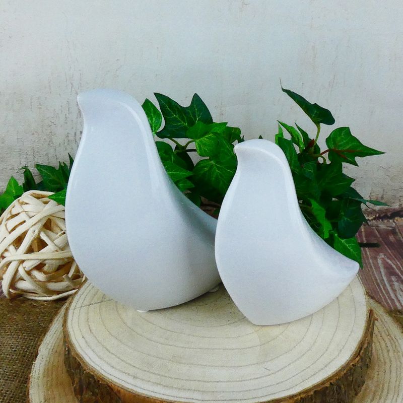 Bílý porcelánový ptáček Emil- 16 cm