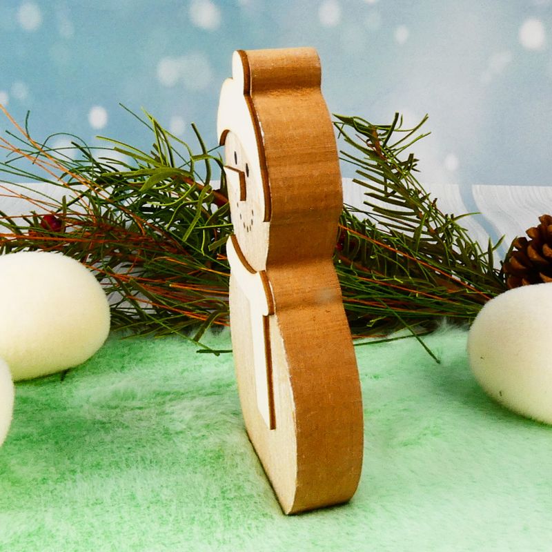 Zimní dekorace- dřevěný sněhulák 14 cm
