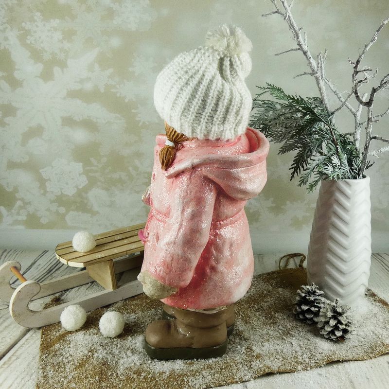 Vánoční figurka dítěte- velká holka v růžovém kabátku s lucernou, 48 cm