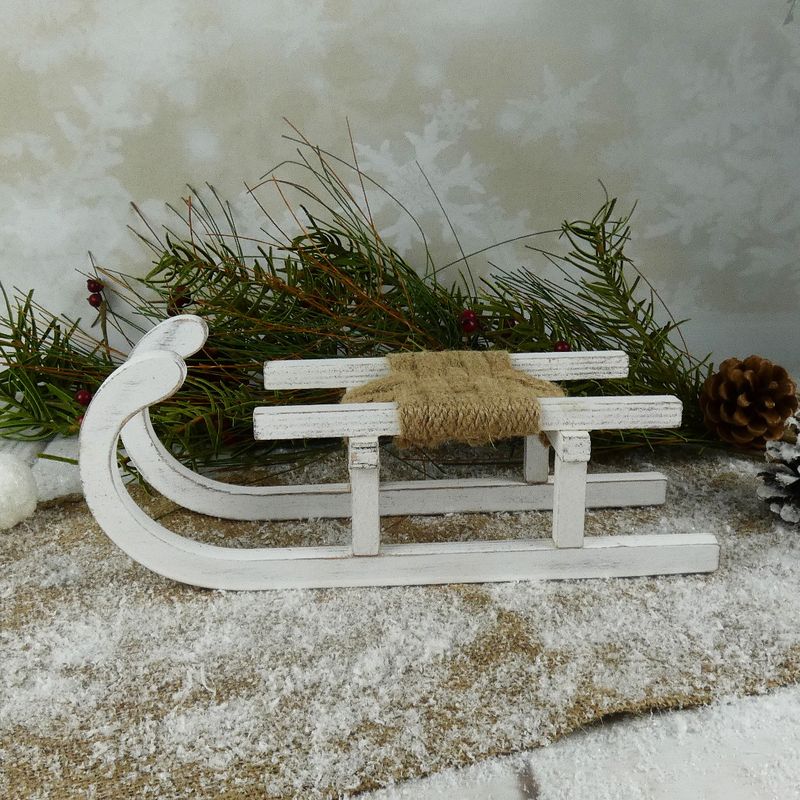 Dřevěné dekorační sáňky s výpletem- délka 29 cm
