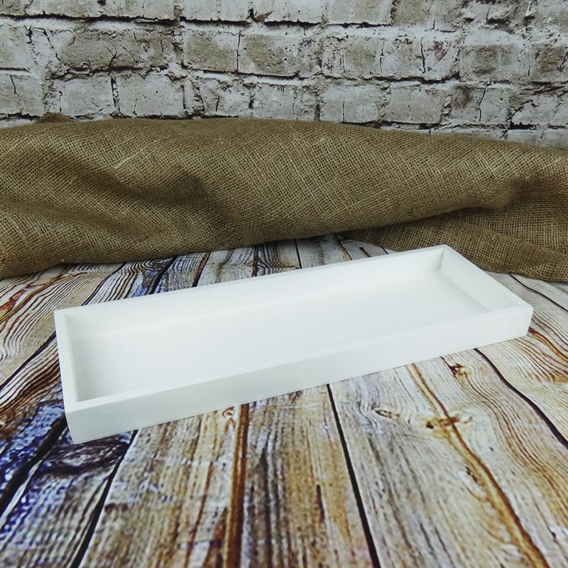Dřevěný tác obdélníkový – bílý, 40 cm