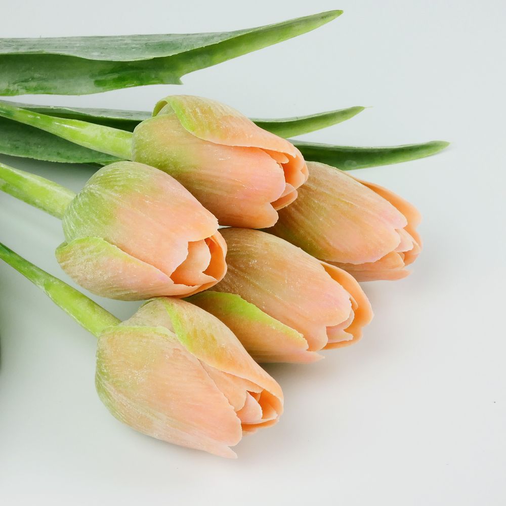 Umělý tulipán broskvovo- zelený- 43 cm, č. 11