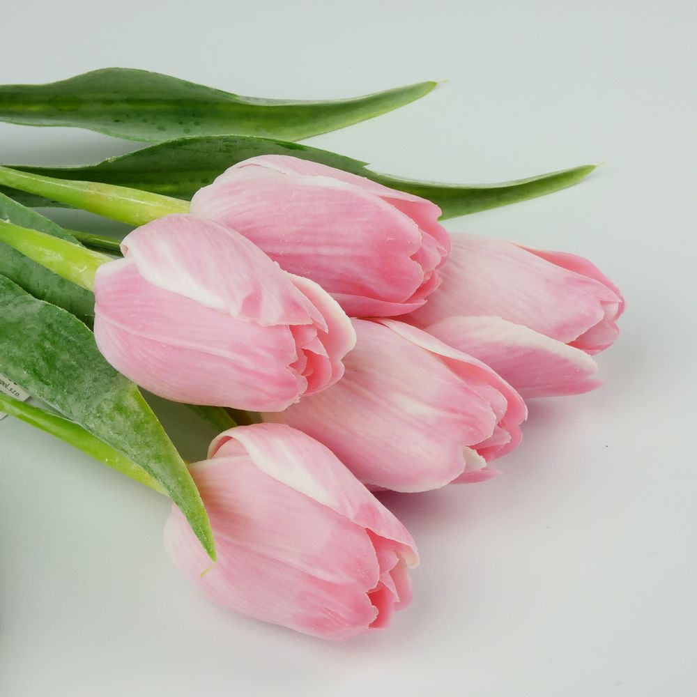 Umělý tulipán růžovo- bílý- 43 cm, č. 12