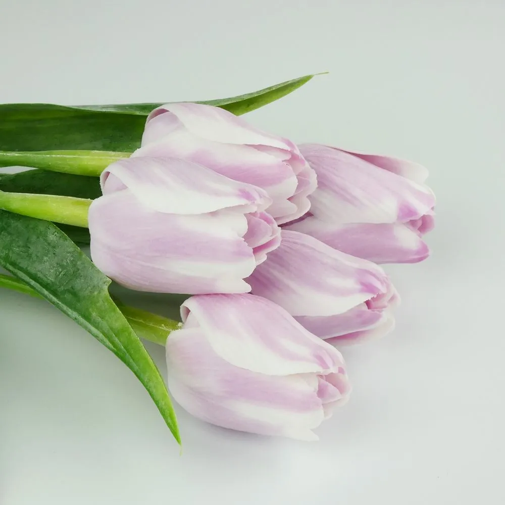 Umělý tulipán fialkovo- bílý- 43 cm, č. 20