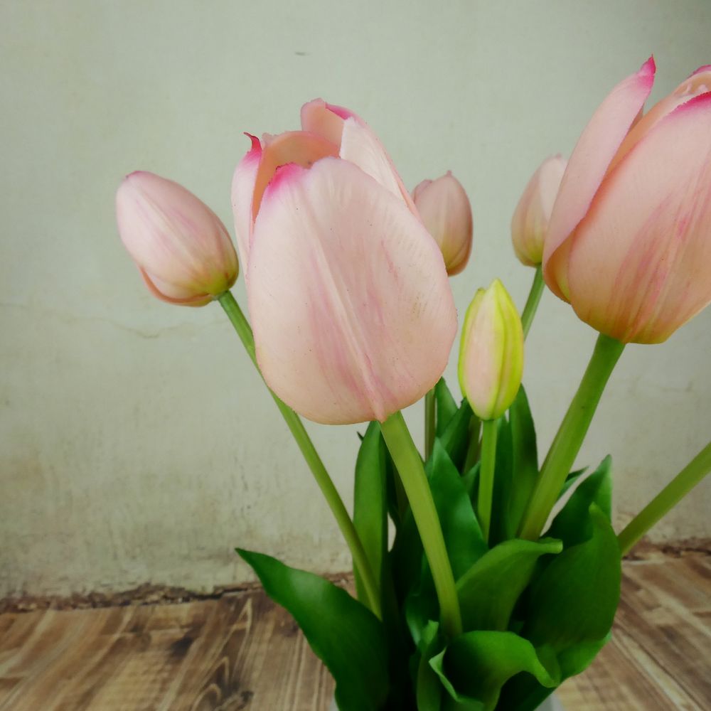 Umělé tulipány gumové- růžové, svazek 5 ks