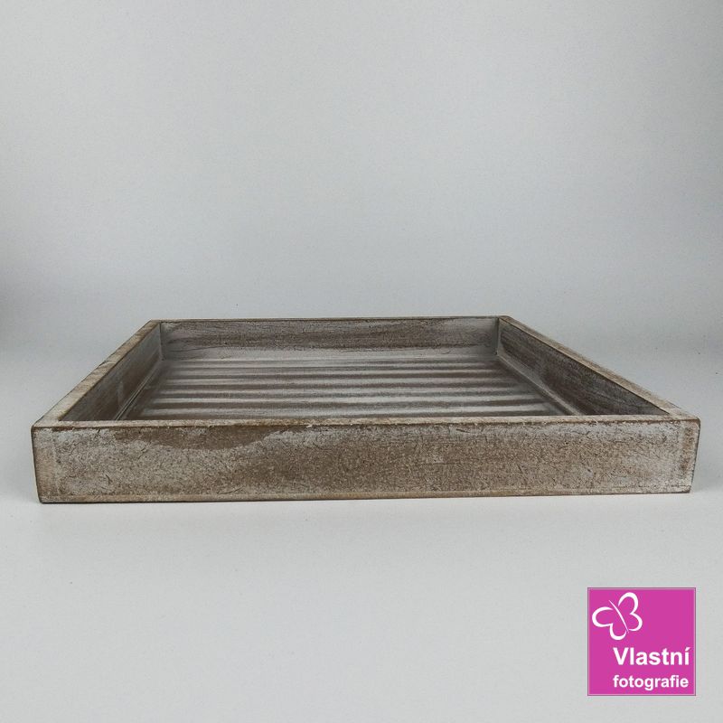 Dřevěný podnos čtvercový – patina, 25 cm