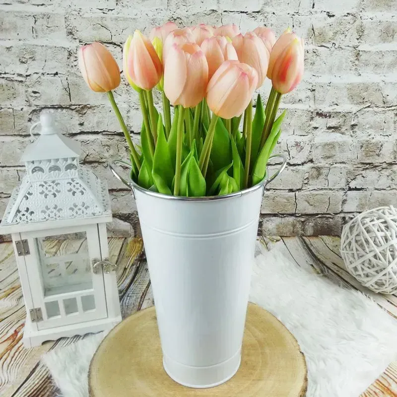 Umělé tulipány gumové (latexové) světle růžové, 39 cm- svazek 5 ks