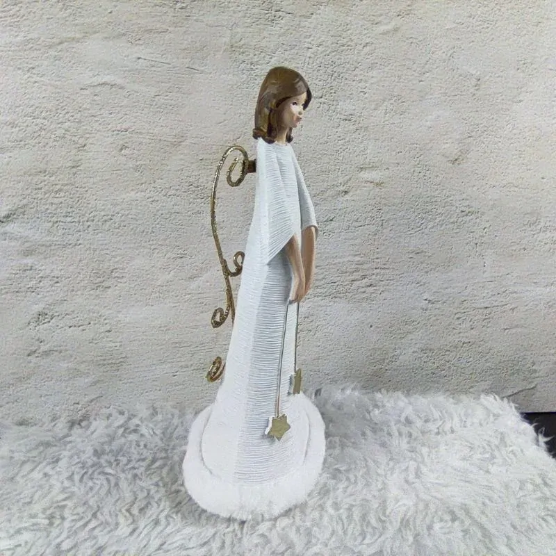 Bílý anděl se sundavacími kovovými křídly- 30 cm