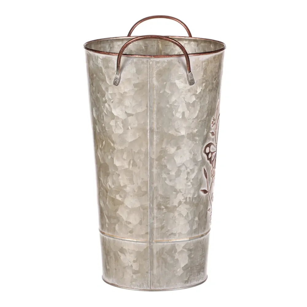 Plechová váza s měděnými motýlky- 25 cm