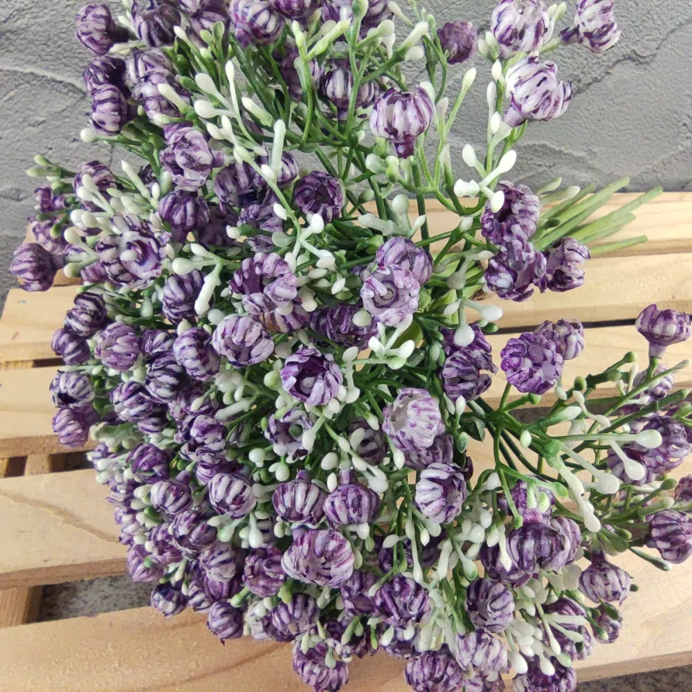 Umělá květina Gypsophila fialová- nevěstin závoj, svazek 12 ks, 32 cm