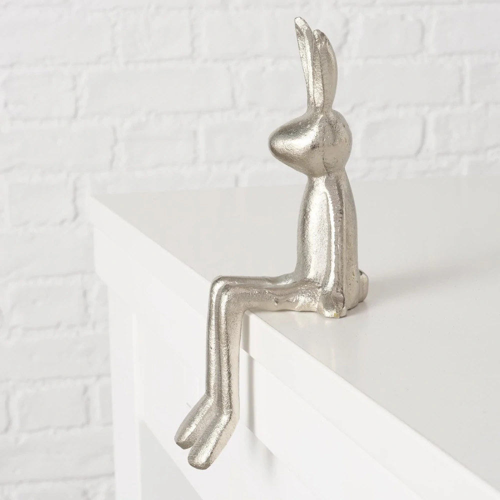 Kovový zajíček s dlouhýma nohama- velikonoční figurka- 19 cm
