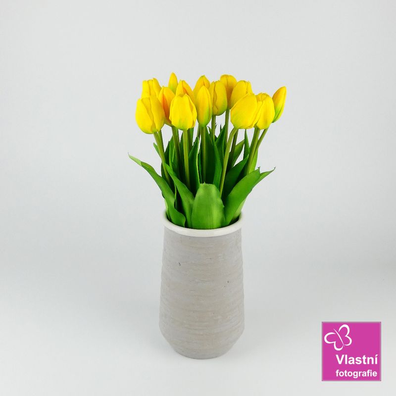 Umělé tulipány latexové žluté, svazek 5 ks