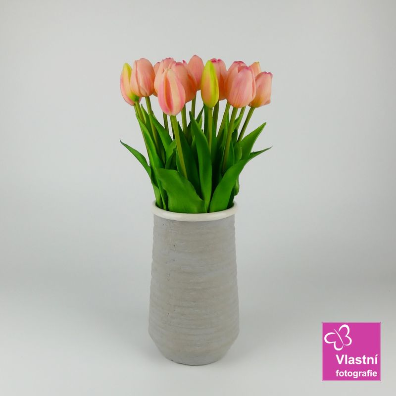 Umělé tulipány latexové růžové, svazek 5 ks