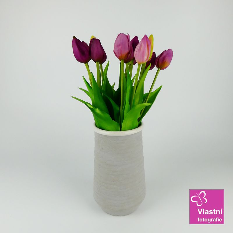 Umělé tulipány latexové tmavě fialové, svazek 5 ks
