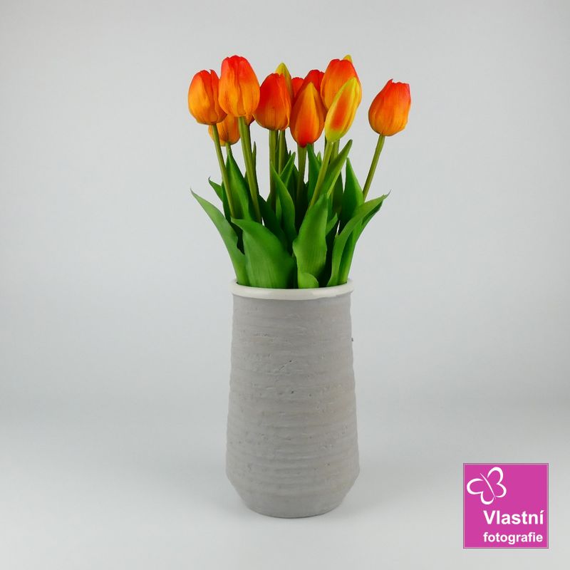 Umělé tulipány latexové oranžové, svazek 5 ks