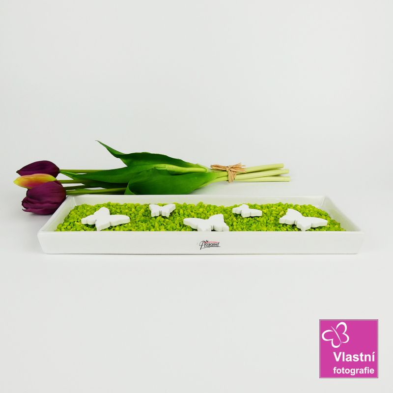 Bílý porcelánový tácek Salma obdélník- 31 cm