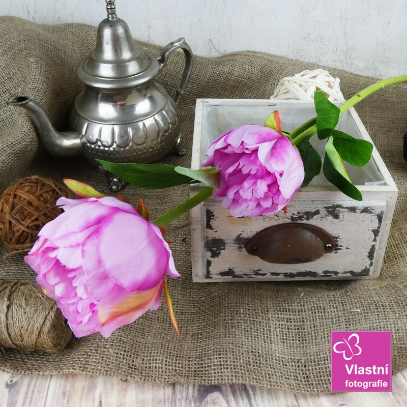 Umělá květina- pivoňka, růžová 60 cm