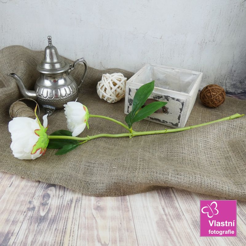 Umělá květina- pivoňka, bílá 60 cm