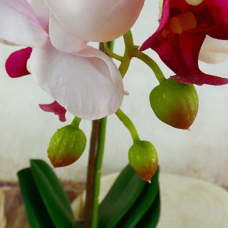 Umělá růžovo-bílá orchidej v květináči 46 cm