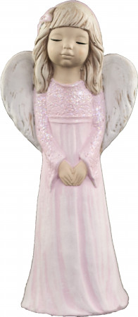 Růžový sádrový anděl Malgosia- 26 cm
