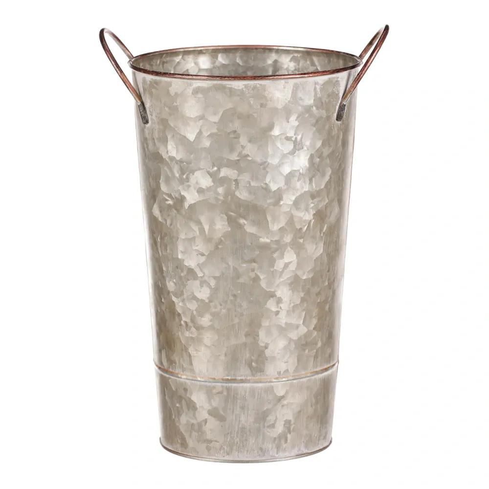 Plechová váza s měděnými motýlky- 25 cm