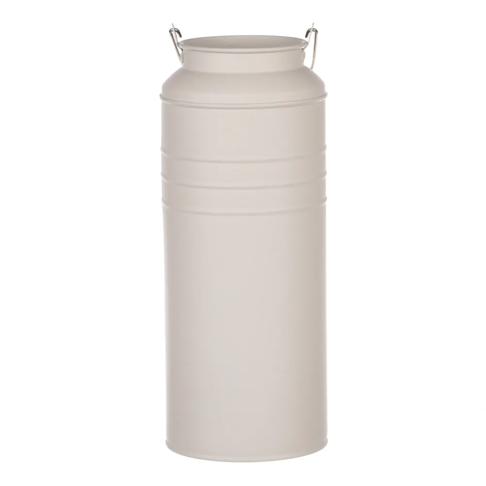 plechová váza s uchem v béžové barvě- 29 cm