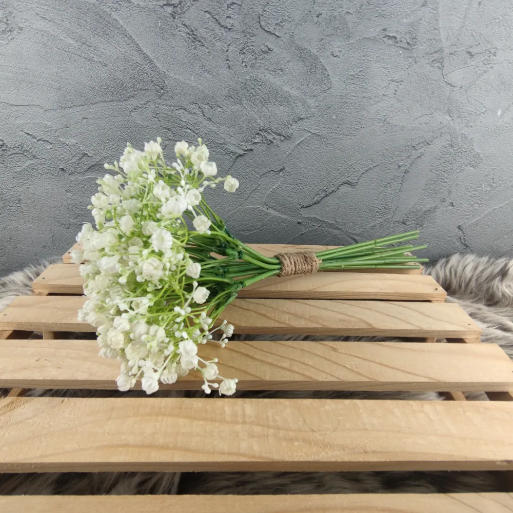 Umělá květina Gypsophila bílá- nevěstin závoj, svazek 12 ks, 32 cm
