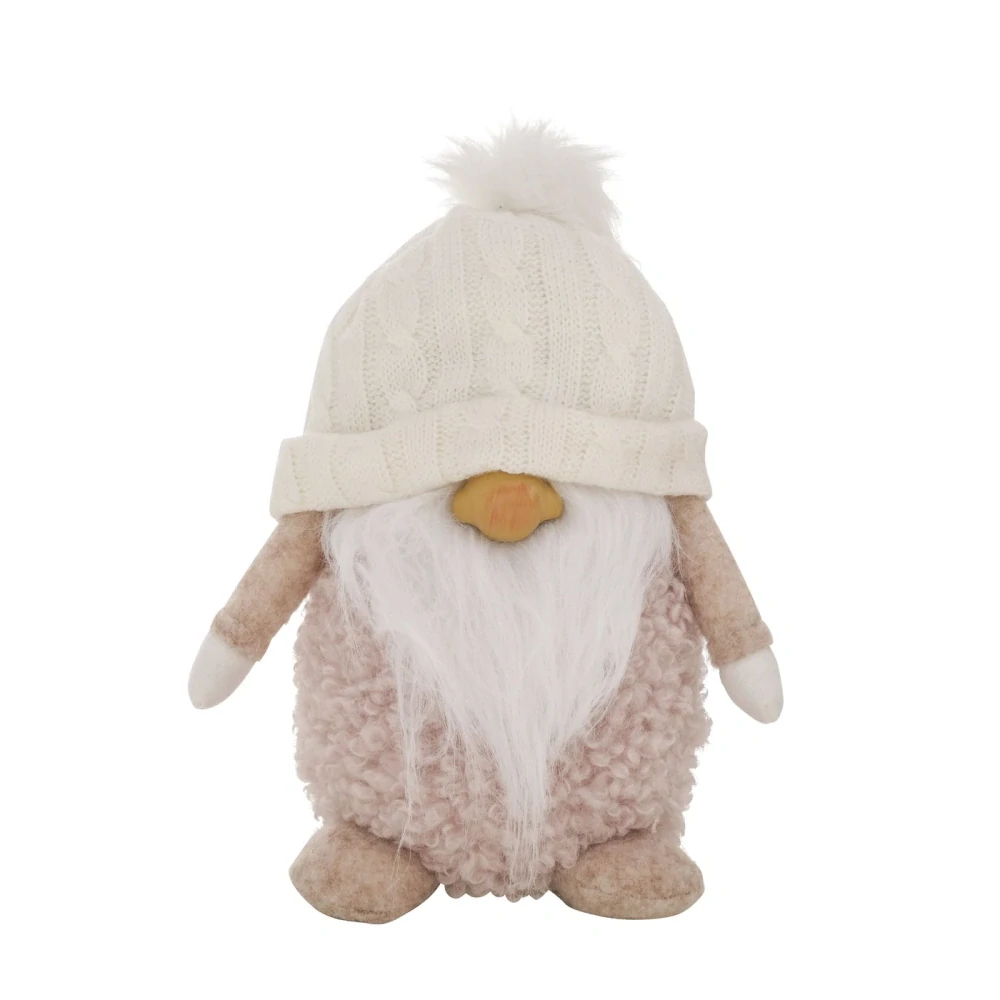 Vánoční figurka- béžový skřítek v bílé čepici- 27 cm