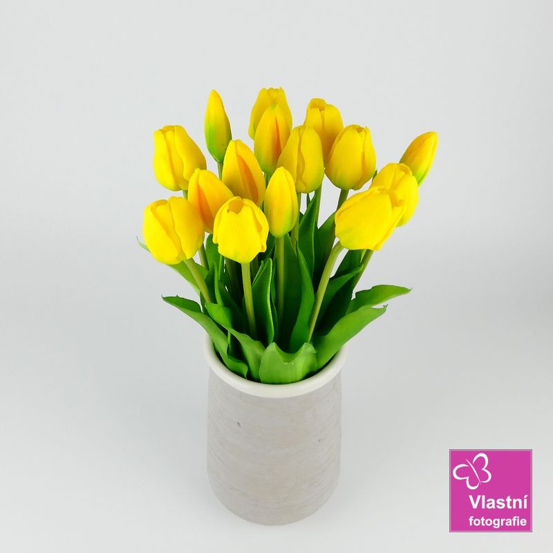 Umělé tulipány latexové žluté, svazek 5 ks