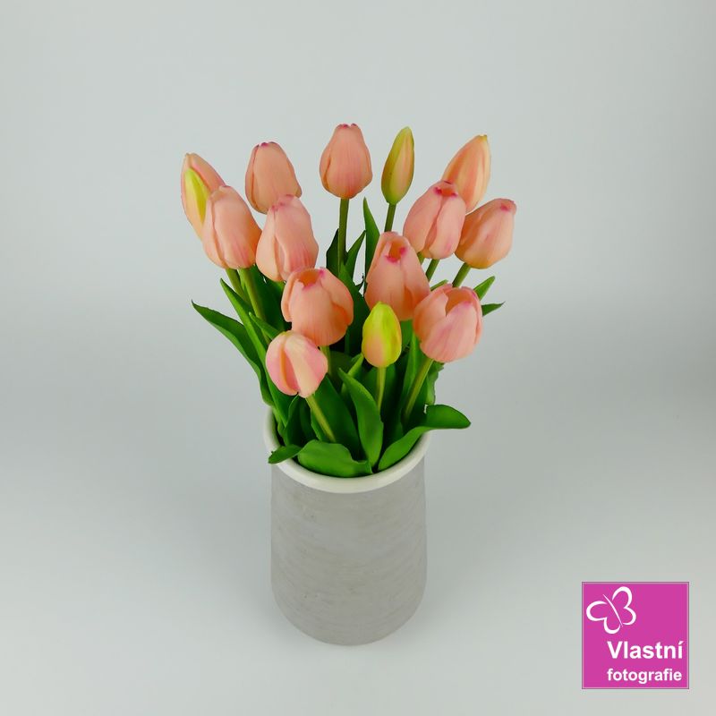 Umělé tulipány latexové růžové, svazek 5 ks