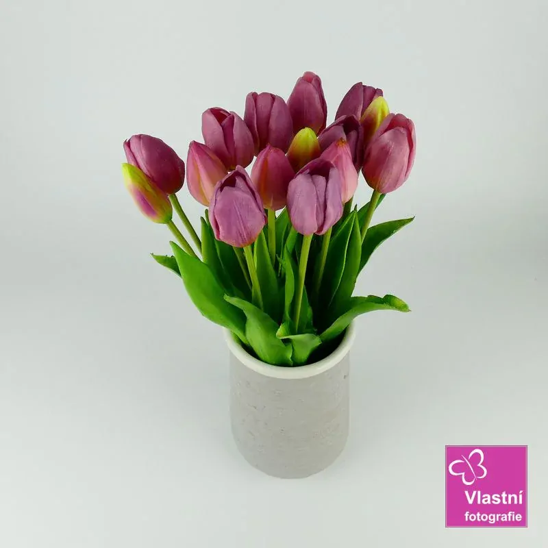 Umělé tulipány latexové světle fialové, svazek 5 ks