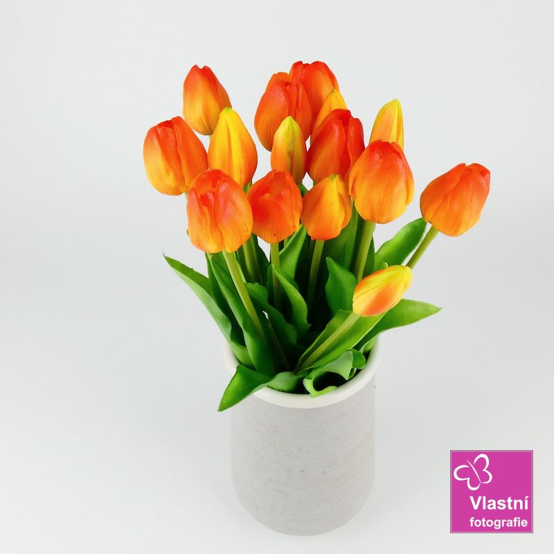 Umělé tulipány latexové oranžové, svazek 5 ks