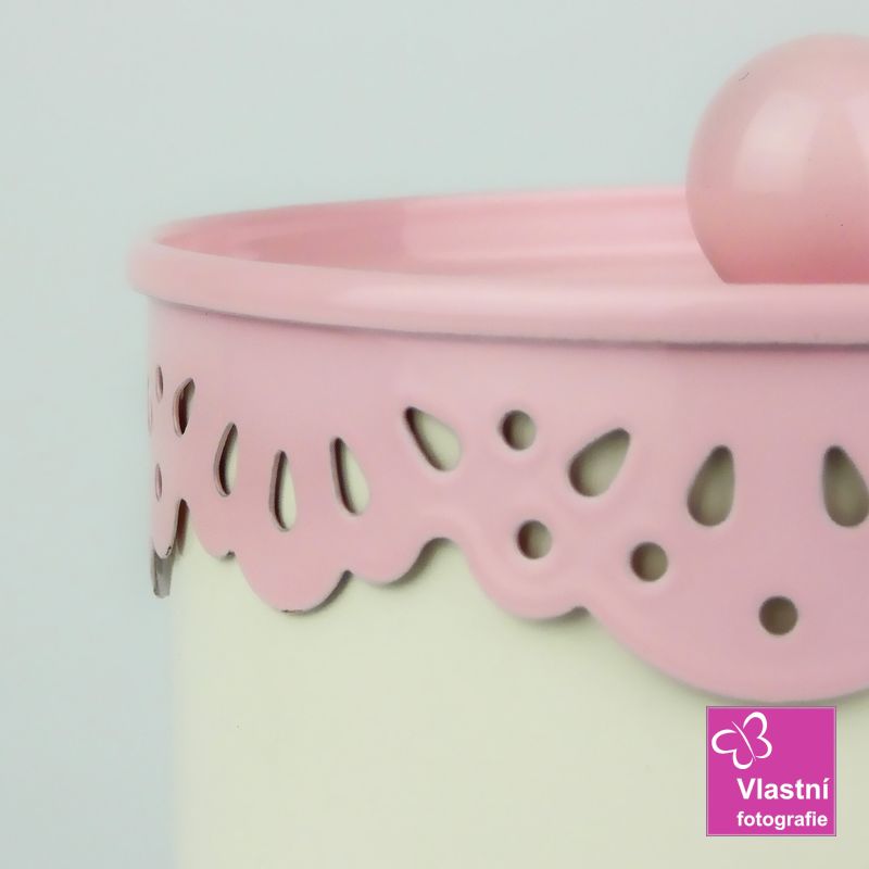 Plechová dóza bílá- Home 13 cm