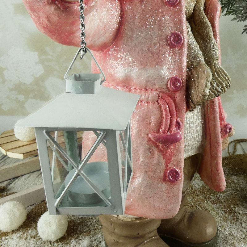 Vánoční figurka dítěte- velká holka v růžovém kabátku s lucernou, 48 cm