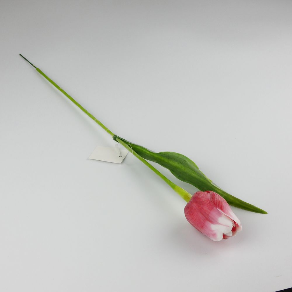 Umělý tulipán červeno- bílý- 43 cm, č. 3