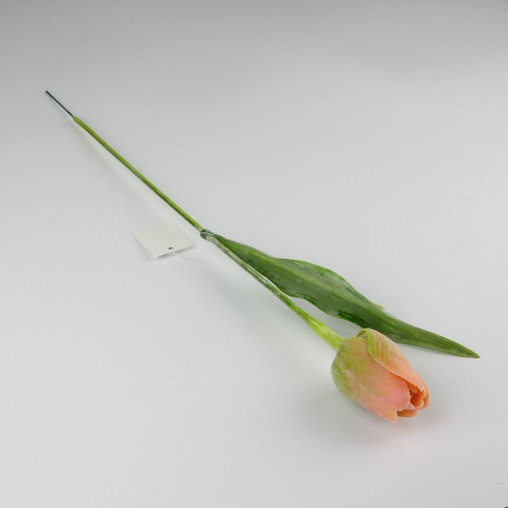 Umělý tulipán broskvovo- zelený- 43 cm, č. 11