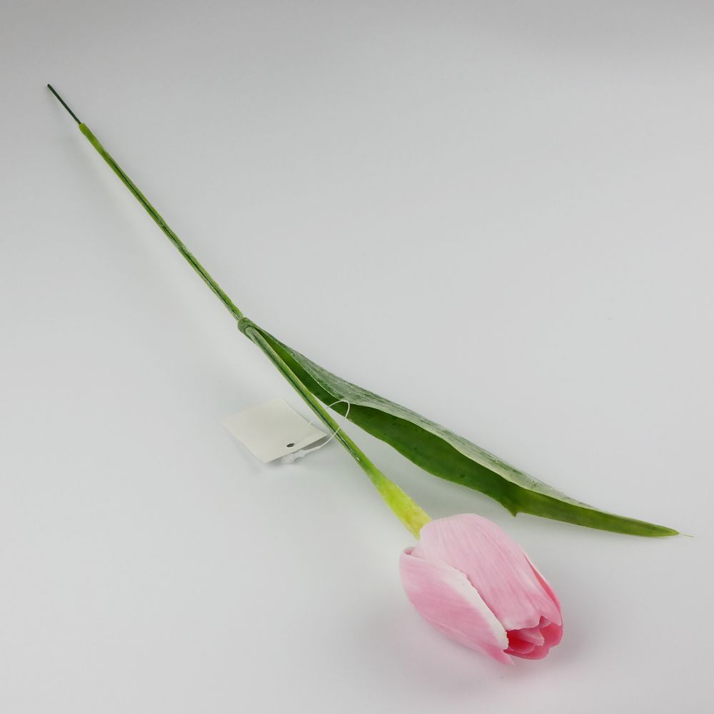 Umělý tulipán růžovo- bílý- 43 cm, č. 12