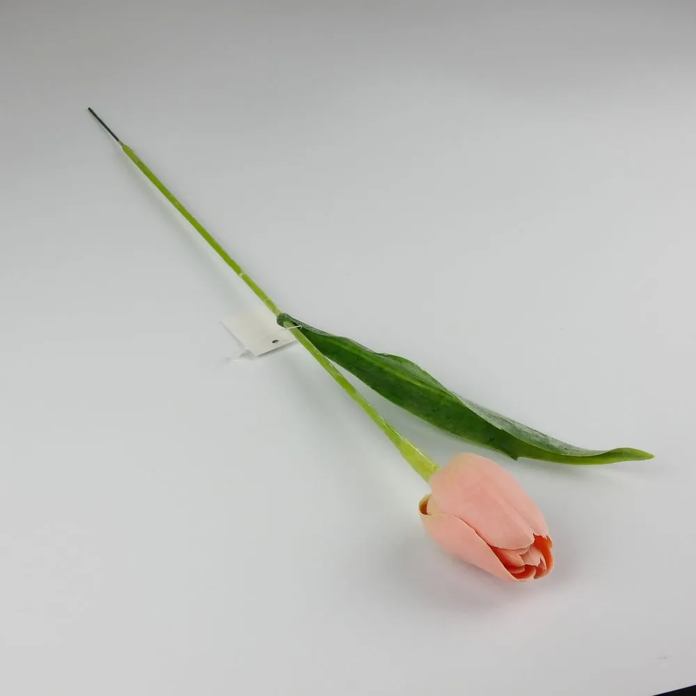 Umělý tulipán lososovo- zelený- 43 cm, č. 17