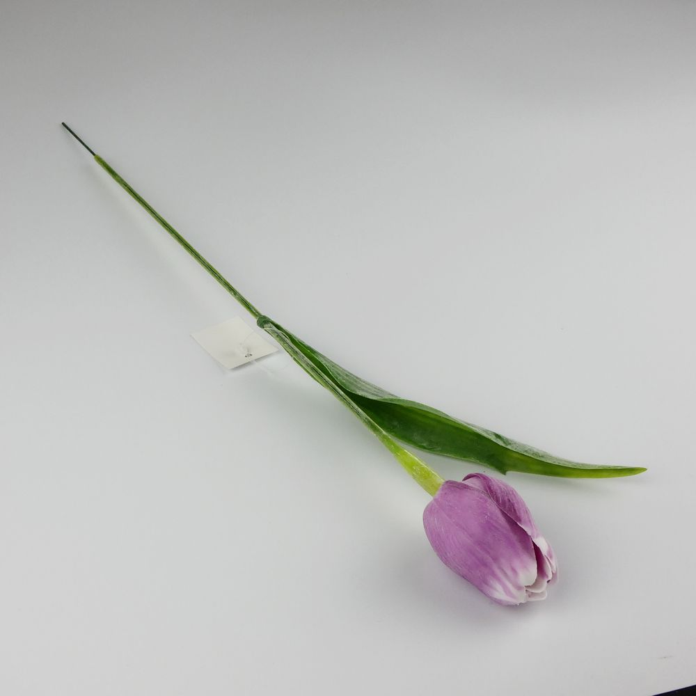 Umělý tulipán fialovo- bílý- 43 cm, č. 18