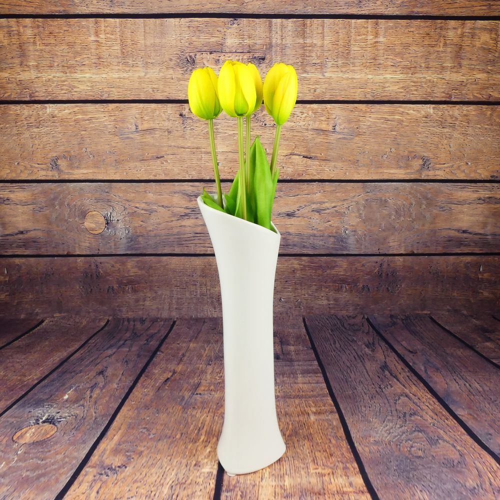Umělé tulipány latexové- žluté, svazek 5 ks