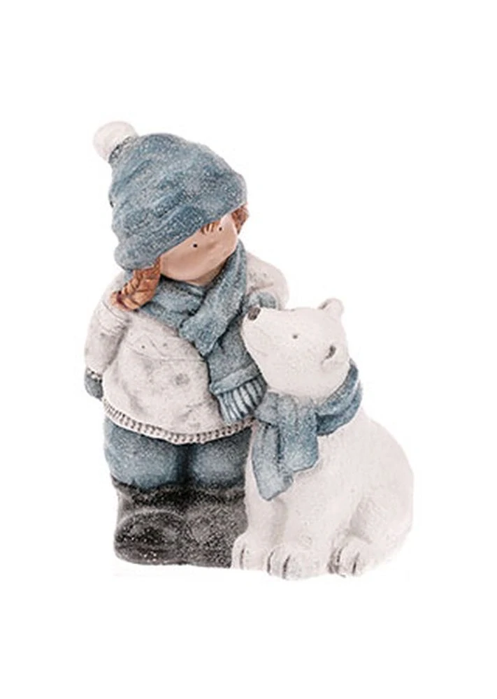 Figurka zimního dítěte- holka s medvídkem, 35 cm