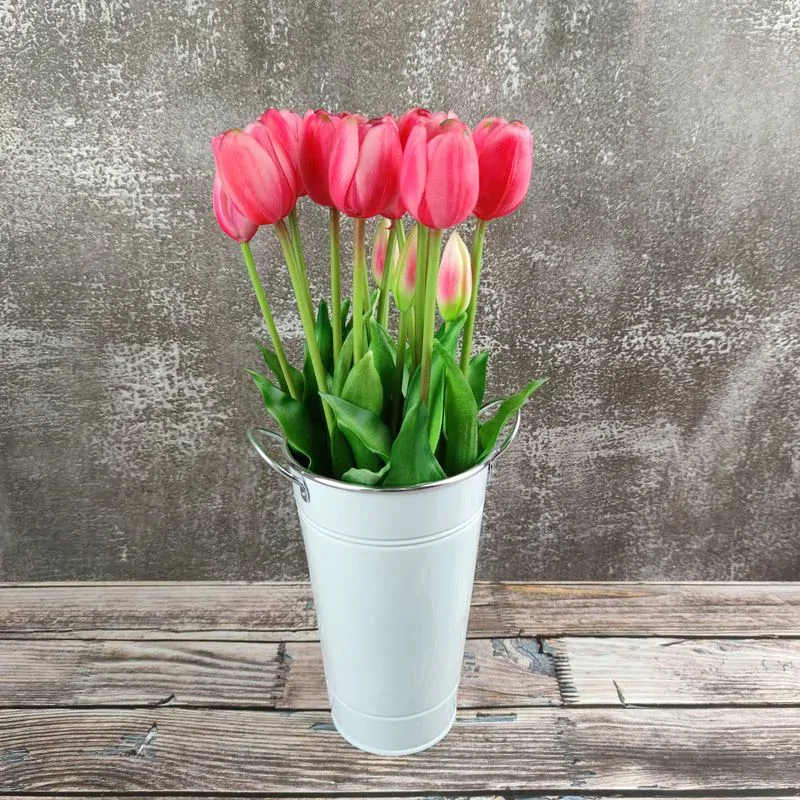 Umělé tulipány gumové (latexové) růžové, 39 cm- svazek 5 ks