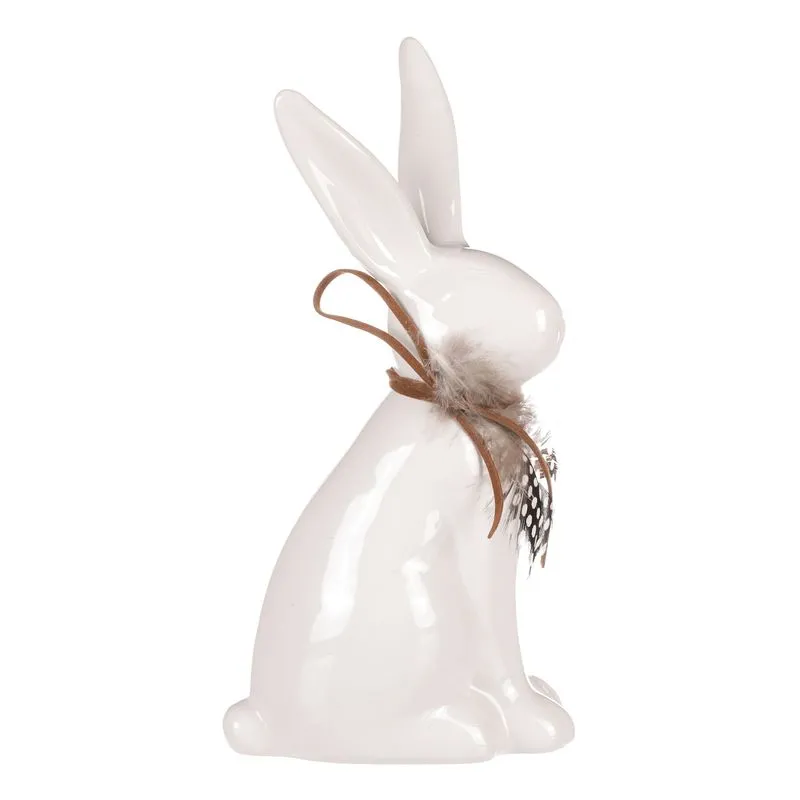 Velikonoční keramický zajíček s peříčkem- 19 cm