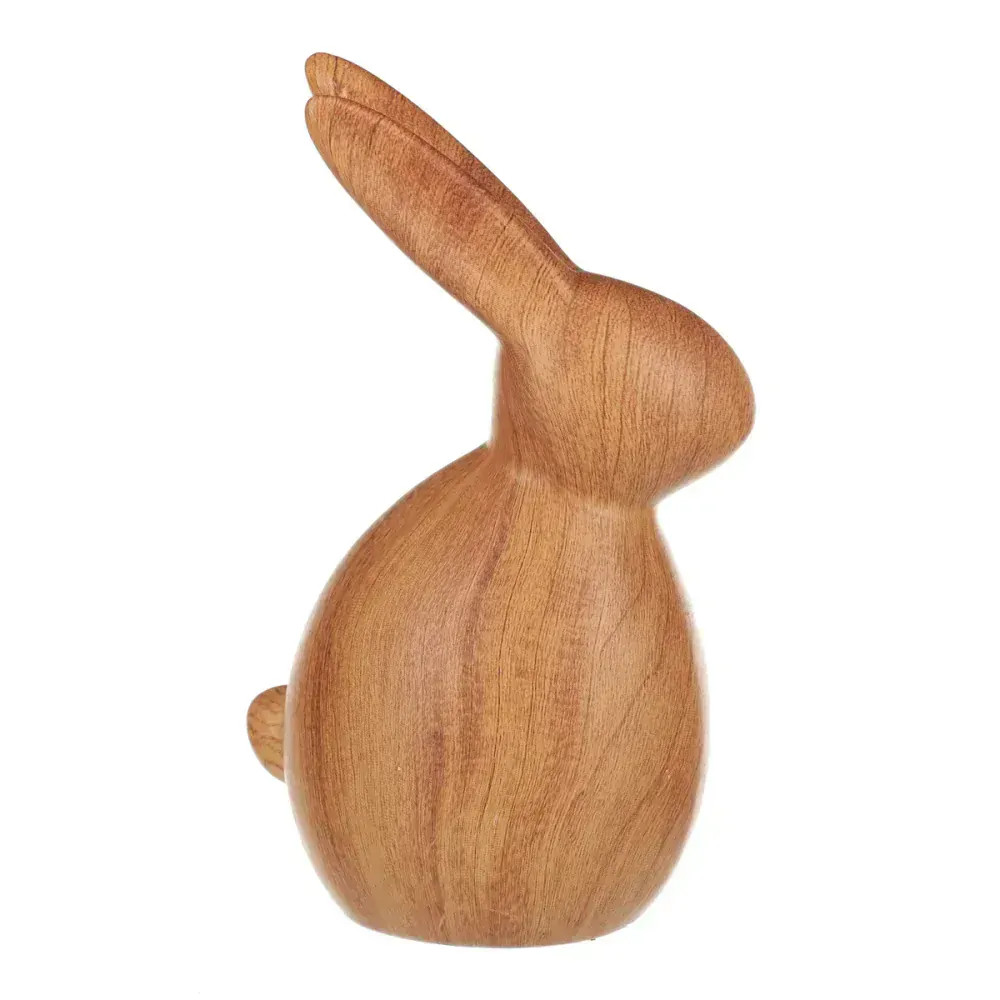 Dekorační keramický zajíček v dekoru dřeva- 19 cm