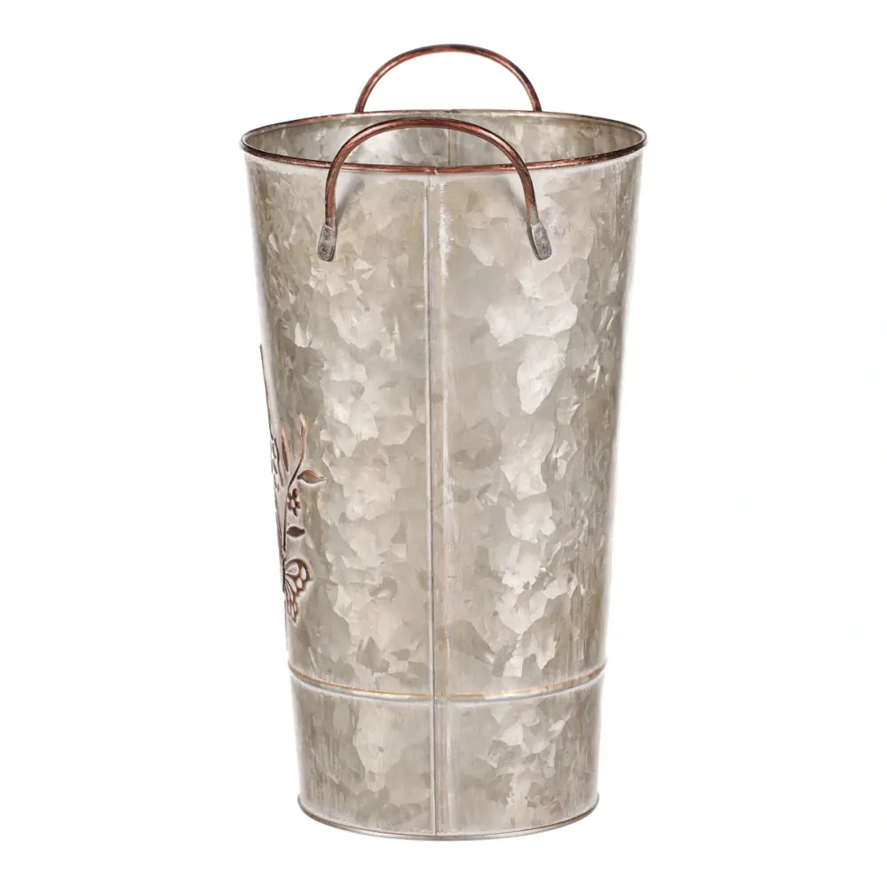 Plechová váza s měděnými motýlky- 25 cm